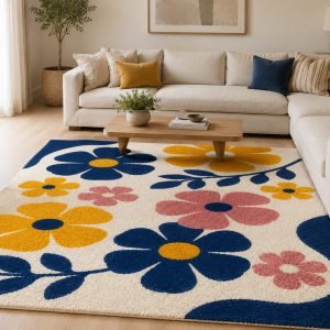 Home Colorful Floral Hand Tufted Wool Rug