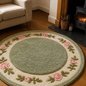 Home Colorful Floral Hand Tufted Wool Rug