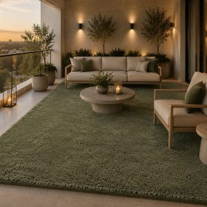 Home Luxury Sage Green Solid Textured Area Rug